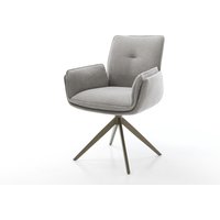 Drehstuhl Nela-Flex Strukturstoff Soft Grau Kreuzgestell breit Effektfinish Titan 360 drehbar Wippfunktion