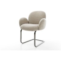 Freischwinger Nube-Flex mit Armlehnen Webstoff Soft Beige Freischwinger flach Graphit Taschenfederkern