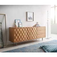 Sideboard Fevo 175 cm Akazie Natur 2 Türen 3 Schubfächer L-Fuß