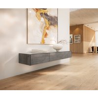 Lowboard Cuor 150 cm Keramik Beton Grau 1 Klappe 1 Schubfach Schwebend
