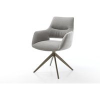 Drehstuhl Yago-Flex mit Armlehnen Strukturstoff Soft Grau Kreuzgestell breit Effektfinish Titan 360 drehbar Wippfunktion Taschenfederkern