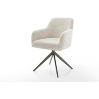 Drehstuhl Greg-Flex Plüsch Creme-Weiß Kreuzgestell breit Effektfinish Titan 360 drehbar Wippfunktion Taschenfederkern – Bild 2
