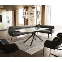 Esszimmerbank Taya-Flex 285x190 cm Mikrofaser Anthrazit Vintage Kufengestell flach Effektfinish Titan Taschenfederkern Rechts