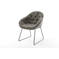 Esszimmerstuhl Gaio-Flex Bouclé Soft Schlamm Kufengestell Schwarz