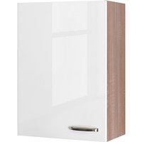 Oberschrank Valero Weiß Hochglanz/Sonoma Eiche NB 60x89x32cm – Bild 2