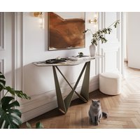 Konsolentisch Edge Polygonal 140x50 cm Keramik Patagonia Poliert Spios Metall Effektfinish Titan