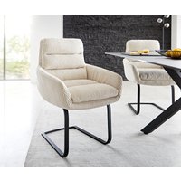 Freischwinger Abelia-Flex mit Armlehnen Cord Beige Freischwinger flach Schwarz