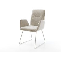 Esszimmerstuhl Vinja-Flex Webstoff Soft Beige Kufengestell Edelstahl
