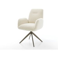 Drehstuhl Zoa-Flex Teddystoff Beige Kreuzgestell breit Effektfinish Titan 360 drehbar Wippfunktion Taschenfederkern