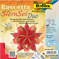folia Faltblätter Bascetta-Stern, 150 x 150 mm, hochrot/gold
