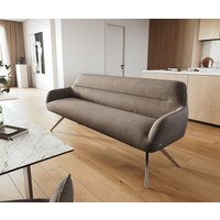 Esszimmerbank Taya-Flex 200 cm Strukturstoff Soft Taupe Kreuzgestell kantig Edelstahl Taschenfederkern – Bild 2