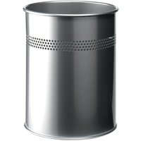 DURABLE Papierkorb METALL, rund, 15 Liter, metallic silber