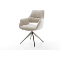 Drehstuhl Yago-Flex mit Armlehnen Webstoff Soft Beige Kreuzgestell breit Graphit 360 drehbar Wippfunktion Taschenfederkern