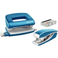 LEITZ Heftgerät- & Locher-Set Mini NeXXt WOW, blau