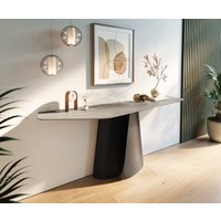 Konsolentisch Edge Polygonal 180x50 cm Keramik Beton Grau Livos Metall Schwarz