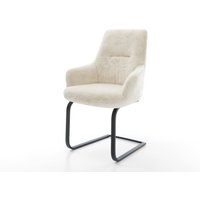 Freischwinger Zelia-Flex mit Armlehnen Plüsch Creme-Weiß Freischwinger flach Schwarz Taschenfederkern