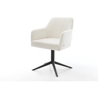 Drehstuhl Greg-Flex Bouclé Soft Beige Fußkreuz Schwarz 360 drehbar Wippfunktion Taschenfederkern