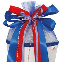 ROTH Schultütenschleife, Blue Berry, blau / rot