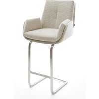 Barstuhl Clea-Flex Webstoff Soft Beige Freischwinger Flach Edelstahl Silberfarben