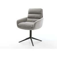 Drehstuhl Abelia-Flex mit Armlehnen Strukturstoff Soft Grau Fußkreuz Schwarz 360 drehbar Wippfunktion