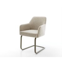 Freischwinger Greg-Flex Webstoff Soft Beige Freischwinger flach Effektfinish Titan Taschenfederkern