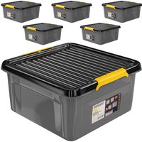 monzana Aufbewahrungsbox 6er-Set Grau/Anthrazit 39x39x16cm stapelbar