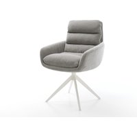 Drehstuhl Abelia-Flex mit Armlehnen Strukturstoff Soft Grau Kreuzgestell breit Weiß 360 drehbar Wippfunktion