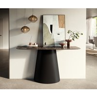 Konsolentisch Edge Boot 140x40 cm Keramik Emperador Extra Lucidato Dunkelbraun Conos Metall Schwarz