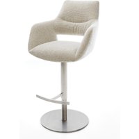 Barstuhl Yago-Flex Webstoff Soft Beige Drehfuß höhenverstellbar Edelstahl Silberfarben Taschenfederkern