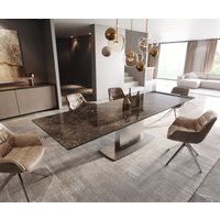 Esstisch Edge 200-300x100 Keramik Emperador Extra Lucidato Dunkelbraun Wave Edelstahl ausziehbar – Bild 2