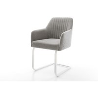 Freischwinger Greg-Flex Strukturstoff Soft Grau Freischwinger flach Weiß Taschenfederkern