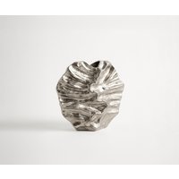 Vase Nerina B36 x T13 x H35 cm Aluminium Platin Handgemacht