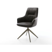 Drehstuhl Zelia-Flex mit Armlehnen Mikrofaser Anthrazit Vintage Kreuzgestell breit Effektfinish Titan 360 drehbar Wippfunktion Taschenfederkern