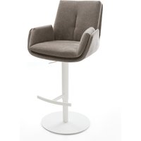 Barstuhl Clea-Flex Strukturstoff Soft Taupe Drehfuß höhenverstellbar Metall Weiß – Bild 2