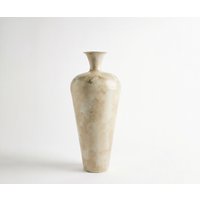 Vase Marvella B27 x T27 x H64 cm Metall Alabaster Gold Handgemacht