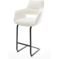 Barstuhl Yago-Flex Bouclé Soft Beige Freischwinger Flach Metall Schwarz Taschenfederkern