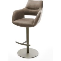 Barstuhl Yago-Flex Mikrofaser Taupe Vintage Drehfuß höhenverstellbar Metall Titanfarben Taschenfederkern