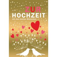 CACTUS Hochzeitskarte, Zwei Vögel mit Herzen