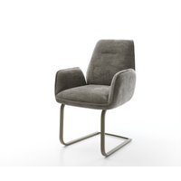 Freischwinger Zoa-Flex Bouclé Soft Schlamm Freischwinger flach Effektfinish Titan Taschenfederkern