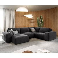 DELIFE Lanzo Ecksofa Mikrofaser Schwarz