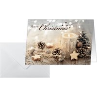 sigel Weihnachtskarte, Beige Christmas Candle, A6 quer (A5)