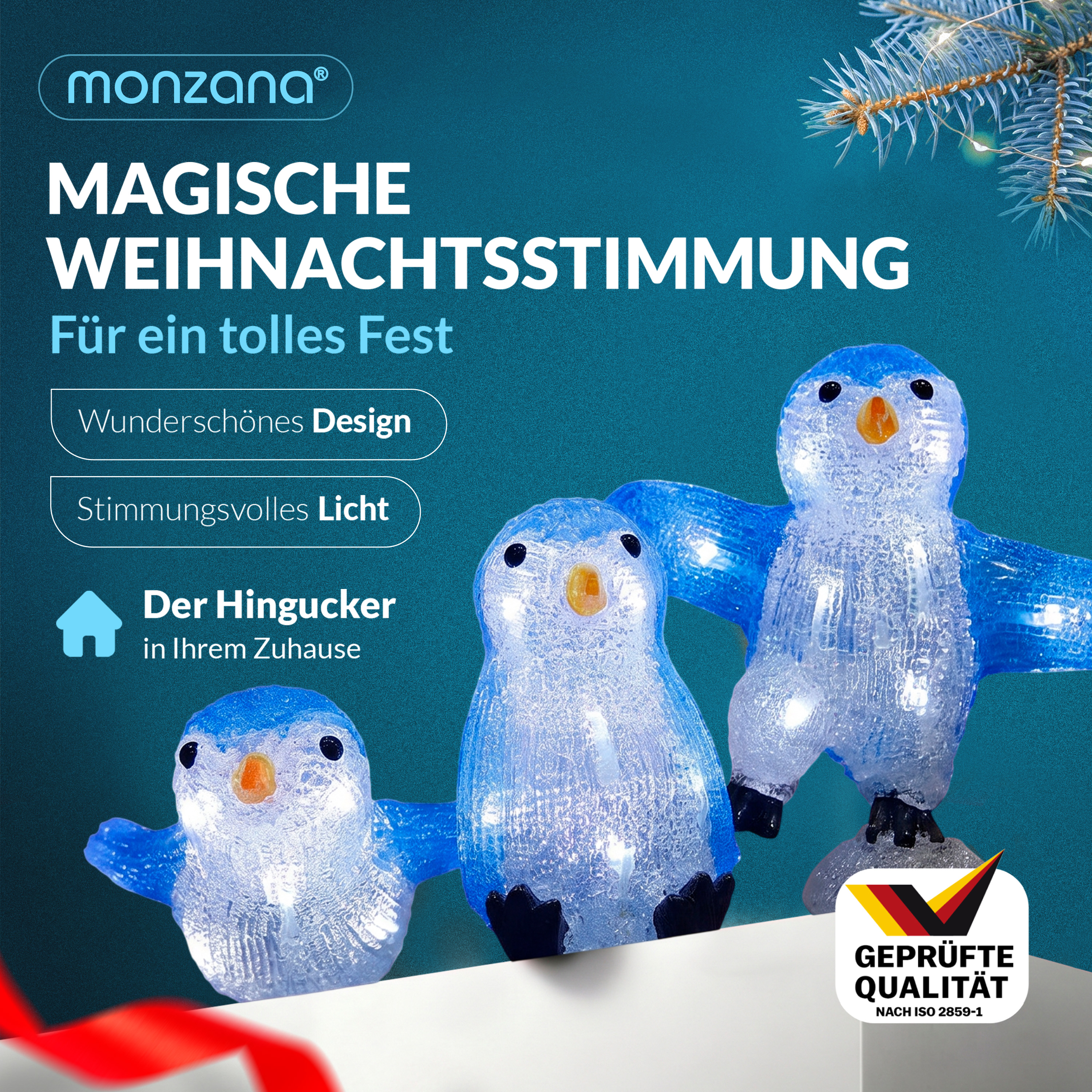 Deuba LED Acryl Figuren Weihnachten Pinguin-Familie – Bild 2