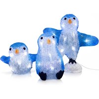 Deuba LED Acryl Figuren Weihnachten Pinguin-Familie
