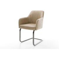 Freischwinger Greg-Flex Mikrofaser Beige Vintage Freischwinger flach Graphit Taschenfederkern