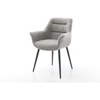 Esszimmerstuhl Kaira-Flex Strukturstoff Soft Grau 4-Fuß konisch Schwarz