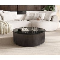 Couchtisch Fiorano 90x90 cm Marmor Schwarz Silber Metall Black Antique – Bild 2