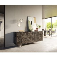 Sideboard Cuor 180 cm Keramik Emperador Extra Lucidato Dunkelbraun 2 Türen 3 Schubfächer Fuß Schwebeoptik Acrylglas