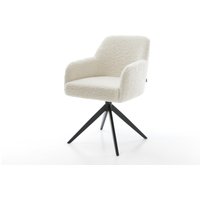 Drehstuhl Greg-Flex Teddystoff Beige Kreuzgestell breit Schwarz 360 drehbar Wippfunktion Taschenfederkern