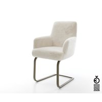 Freischwinger Heira-Flex mit Armlehnen Plüsch Creme-Weiß Freischwinger flach Effektfinish Titan Taschenfederkern