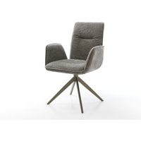Drehstuhl Vinja-Flex Bouclé Soft Schlamm Kreuzgestell breit Effektfinish Titan 360 drehbar Wippfunktion